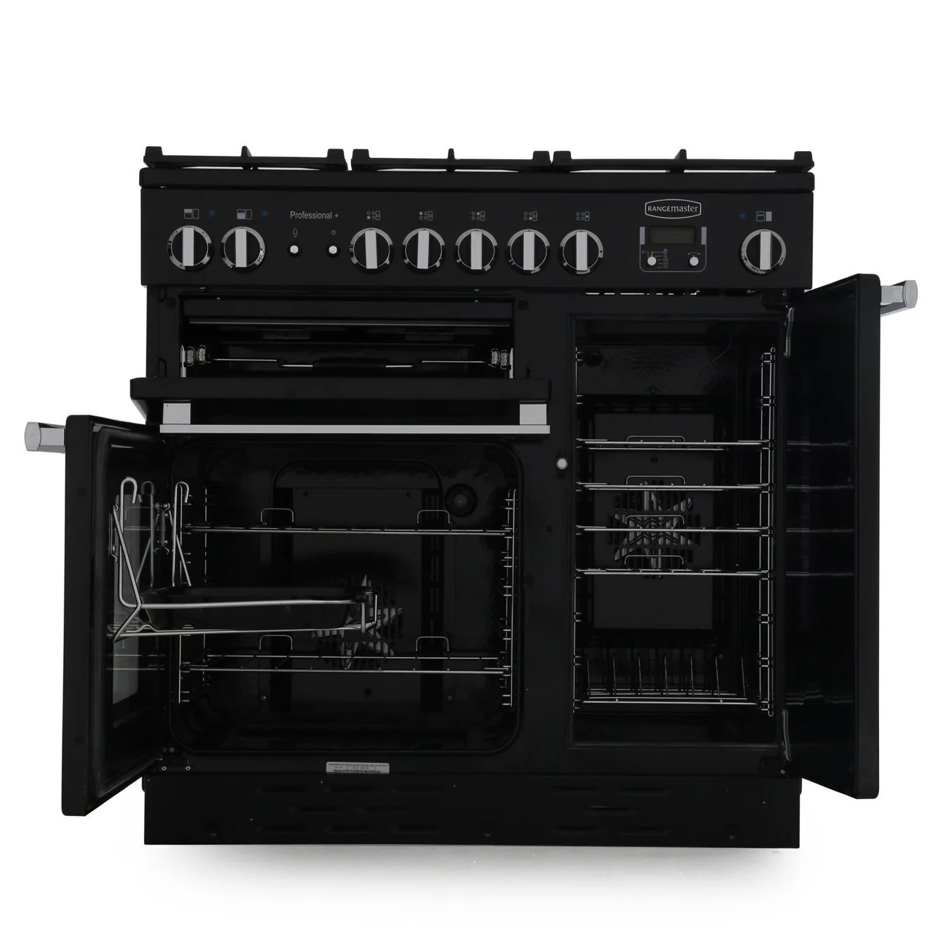 Rangemaster Professional Plus PROP90DFFGB/C - Black/Chrome Range Cooker - 140L - A Rated - Image 2