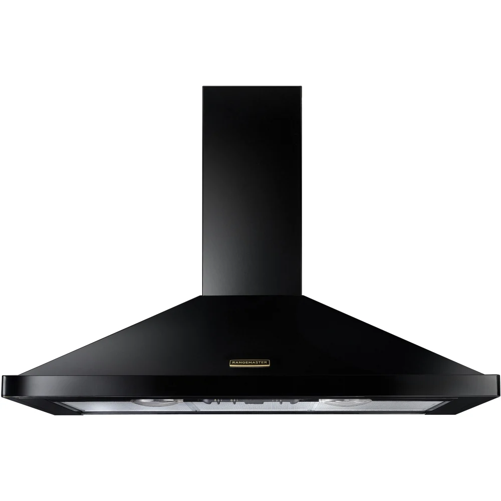 Rangemaster RHDC110BL/B - Black/Brass 110cm Chimney Cooker Hood - B Energy