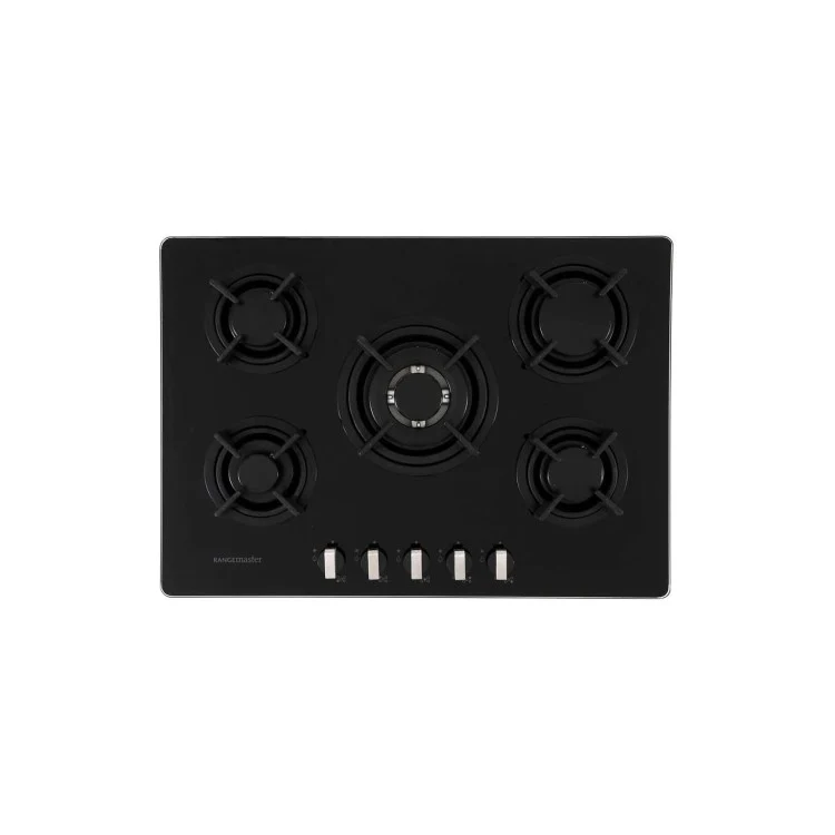Rangemaster RMB70HPNGFGL - Black Glass Gas Hob - 70cm - 5 Burners