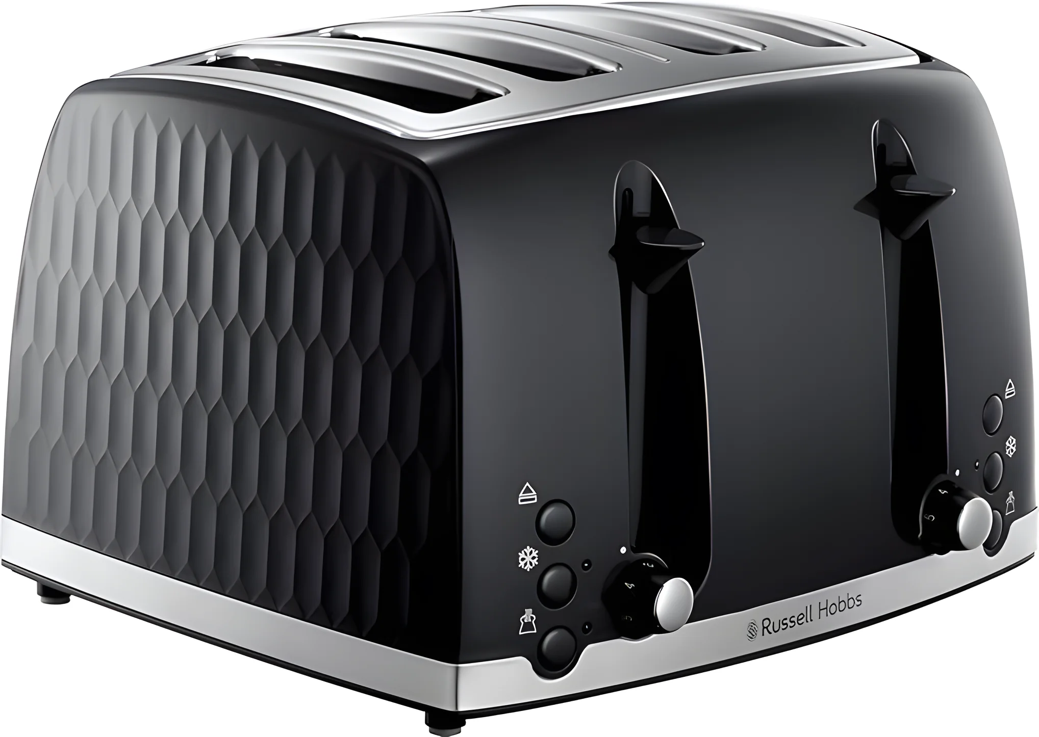 Russell Hobbs 26071 - Black 4 Slice Toaster - Extra Wide Slots - 1500W Power