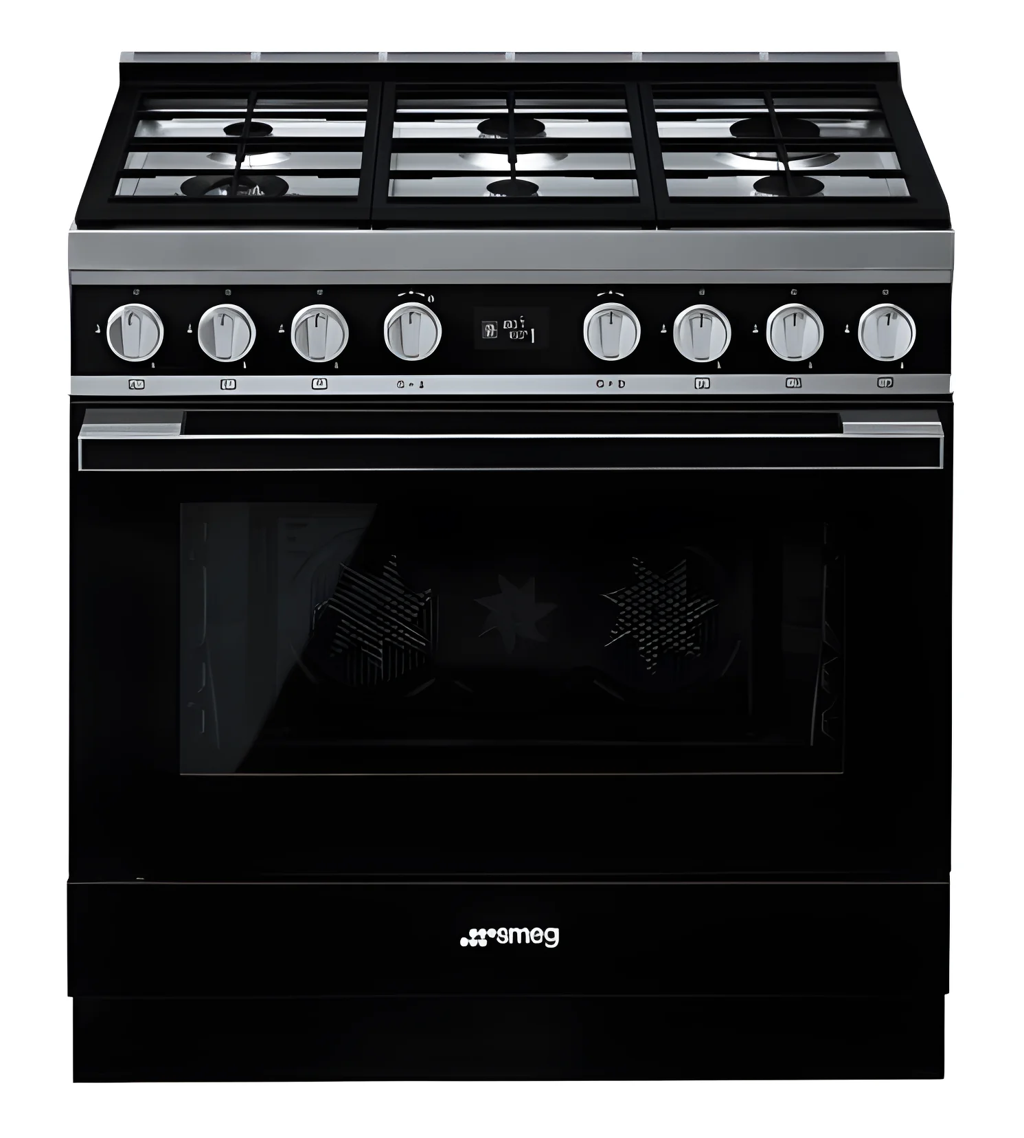 Smeg CPF9GPBL - Black 6 Zone Dual Fuel Cooker - A+ energy