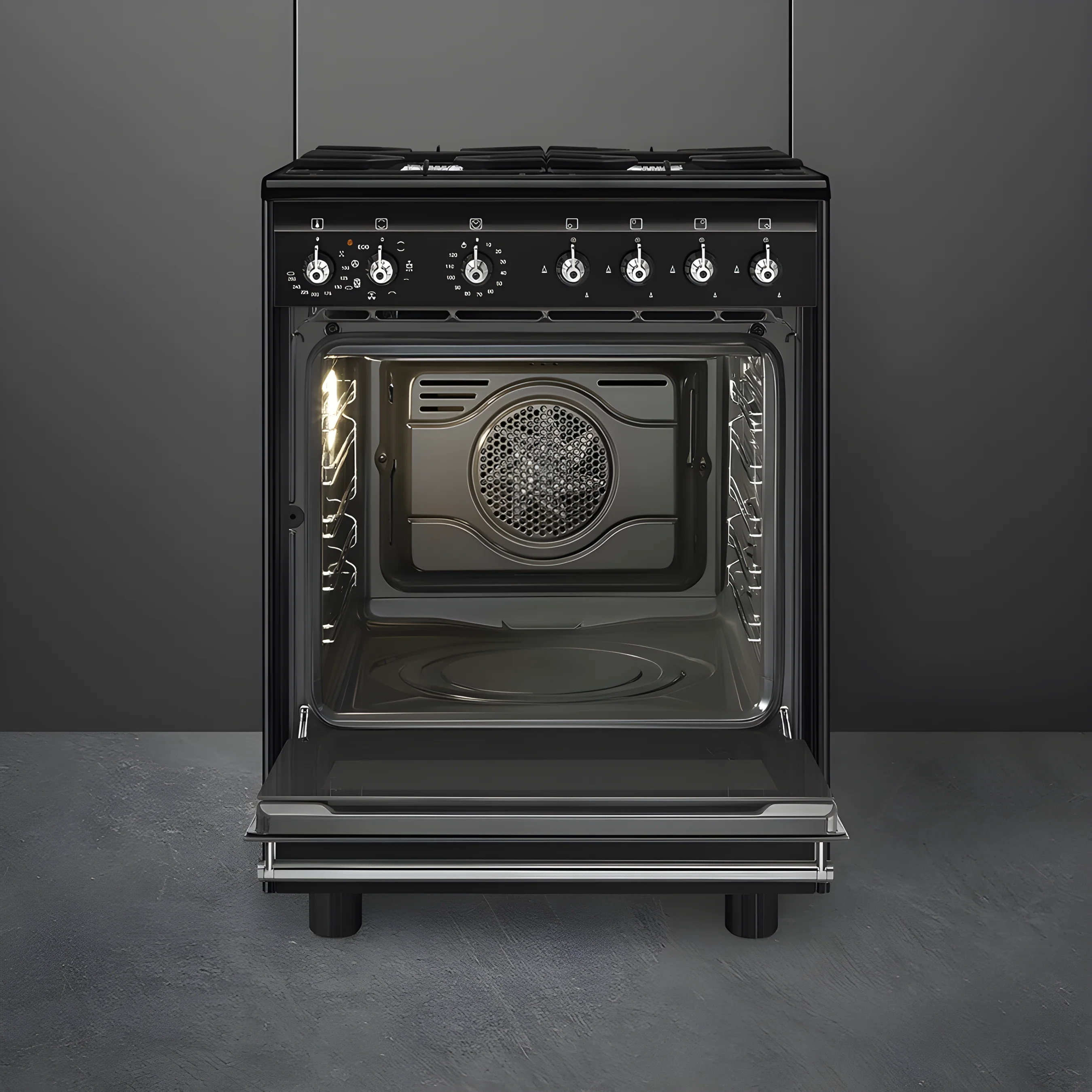 Smeg CX61GMBL Concert - Black Dual Fuel Cooker with Single Oven - 4 Gas Burners - 70L Capacity - A Energy Rating - Image 2