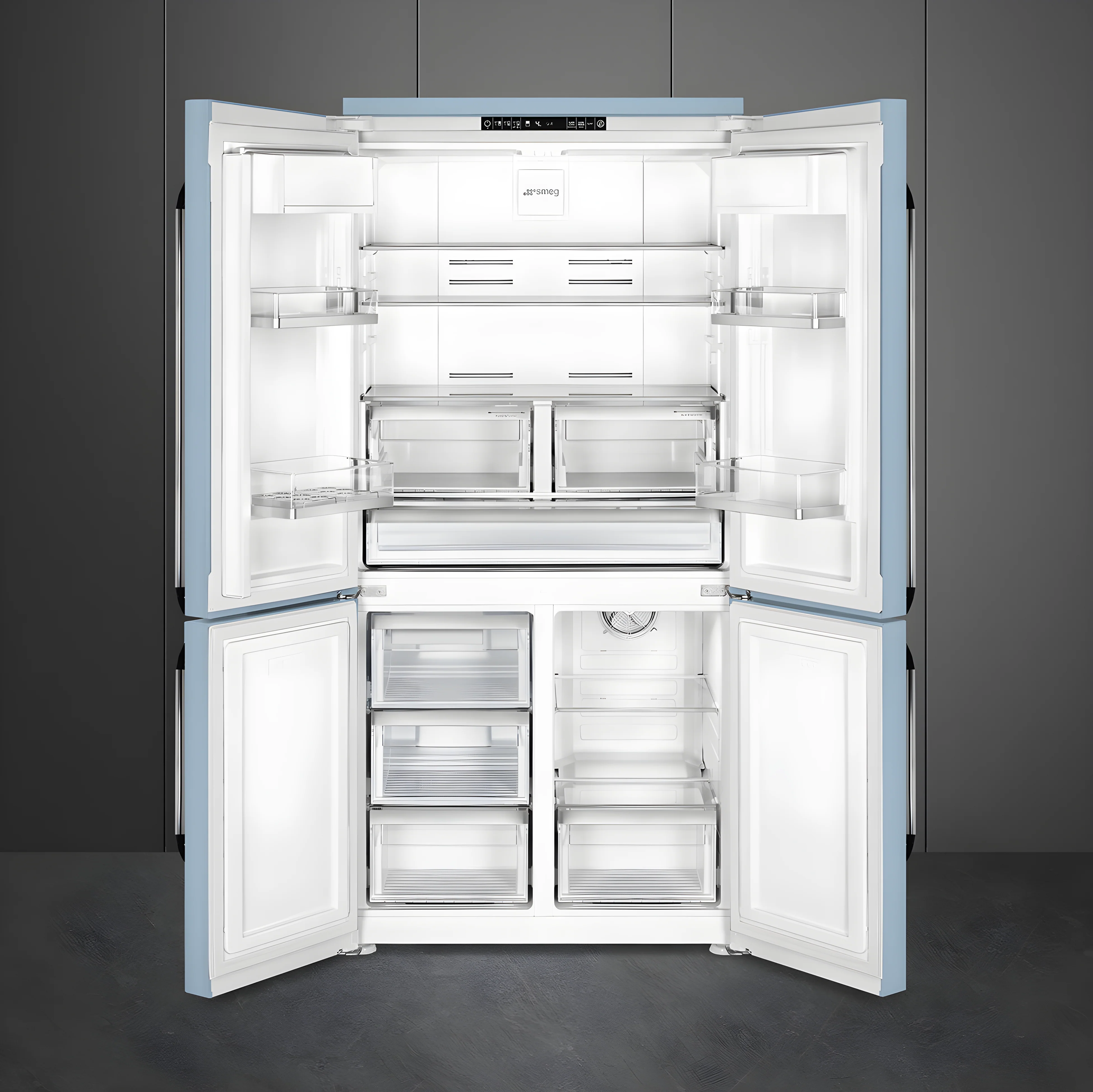 Smeg FQ960PB6 - Blue American Fridge Freezer - 572L - E Energy - Image 2