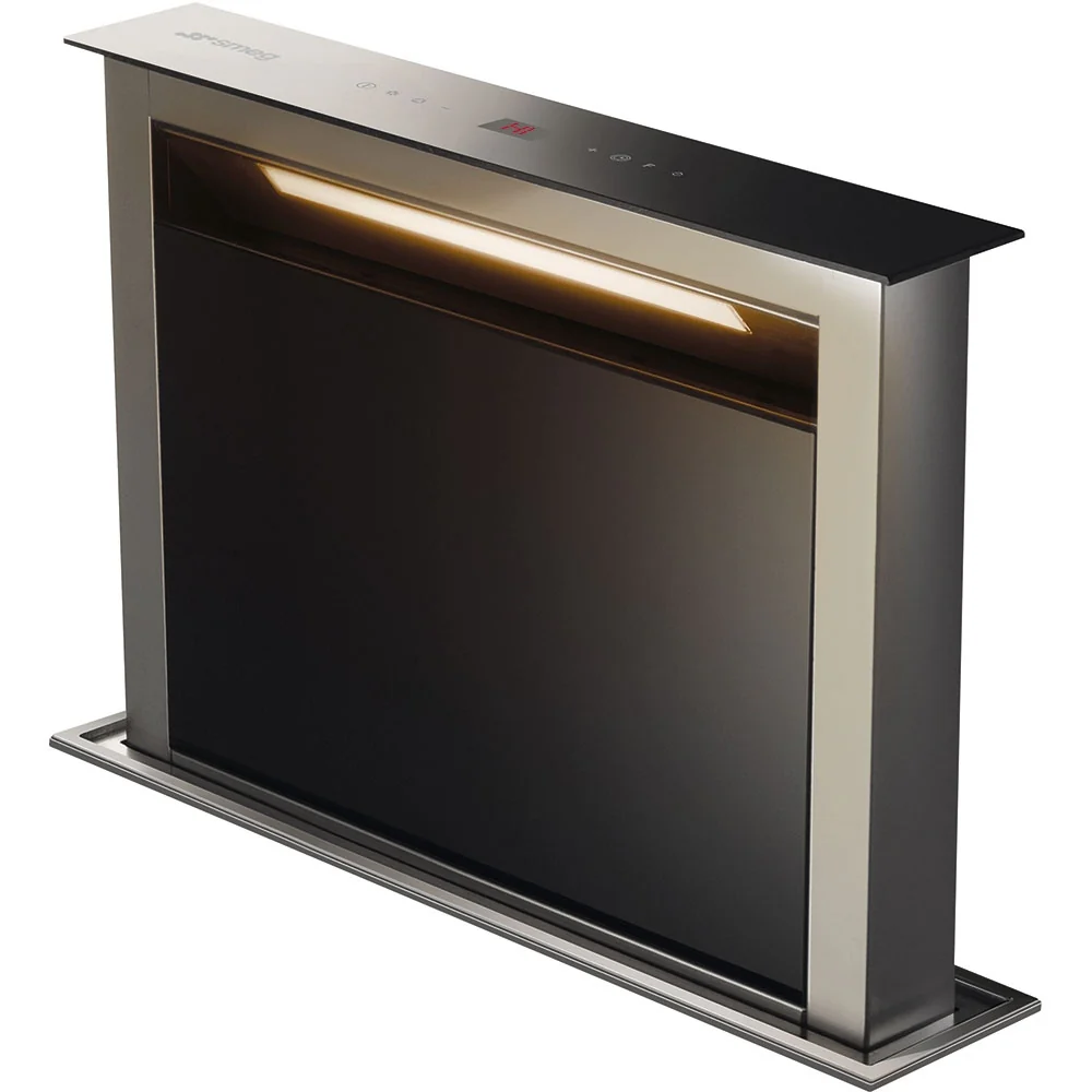 Smeg KDD60VXE-2 - Stainless Steel and Black Glass Downdraft Extractor - 570m³/h - B Energy Rated
