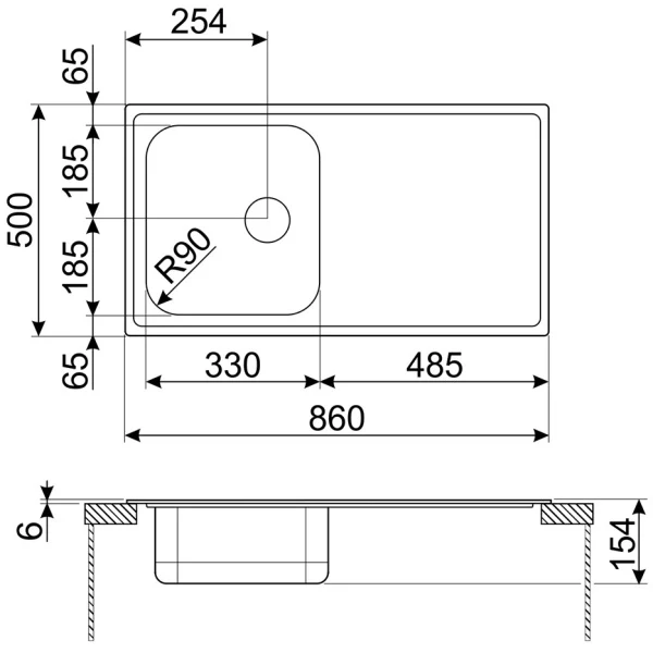 Smeg LYP861FR2 - Stainless Steel Single Bowl Sink with Drainer - Reversible Inset - Image 2