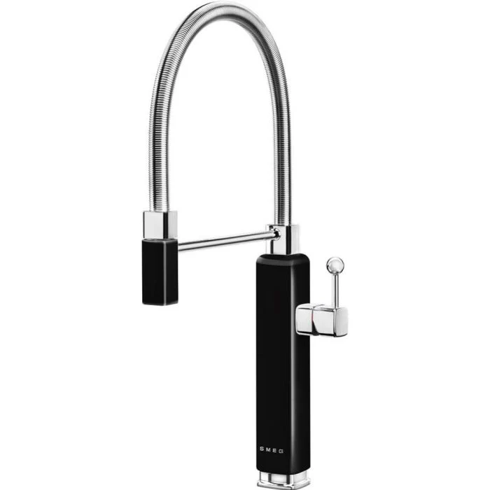 Smeg MDF50BL - Black Single Lever Spray Tap - 360° Swivel Spout