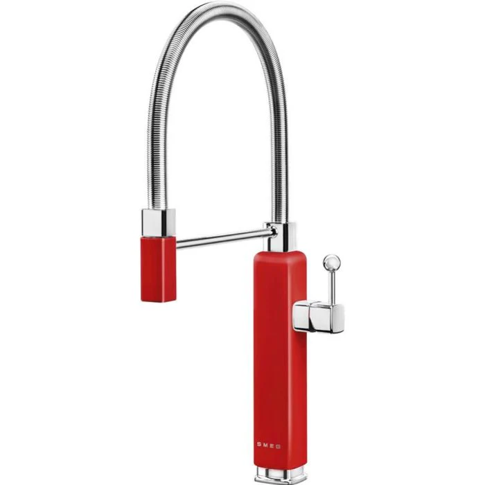 Smeg MDF50RD - Red Single Lever Kitchen Tap - 360° Swivel Spout