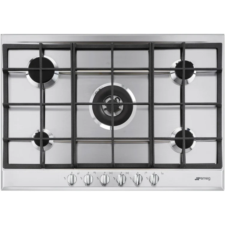 Smeg P272XGH - Stainless Steel 72cm Gas Hob - 5 Burners with 4.2kW Wok Burner