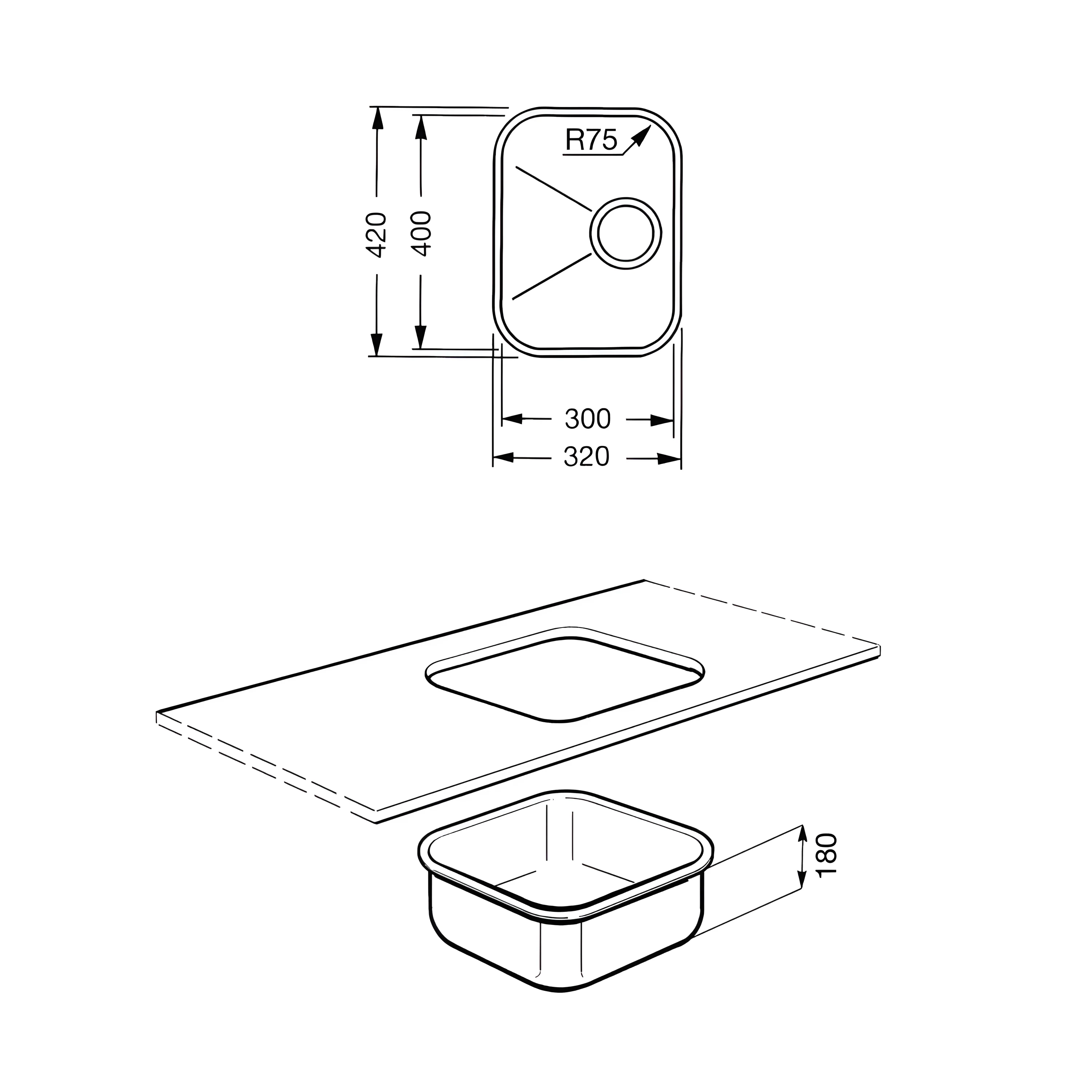 Smeg UM30 - Stainless Steel Undermount Kitchen Sink - Single Bowl - Image 2