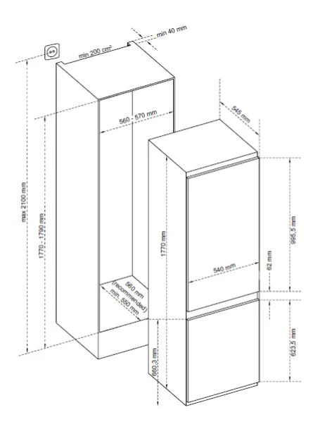 Statesman BIFF17030FF - 70/30 Frost Free - Sliding hinge - Integrated Fridge Freezer - 242L - 70/30 Split -E rated - Image 4