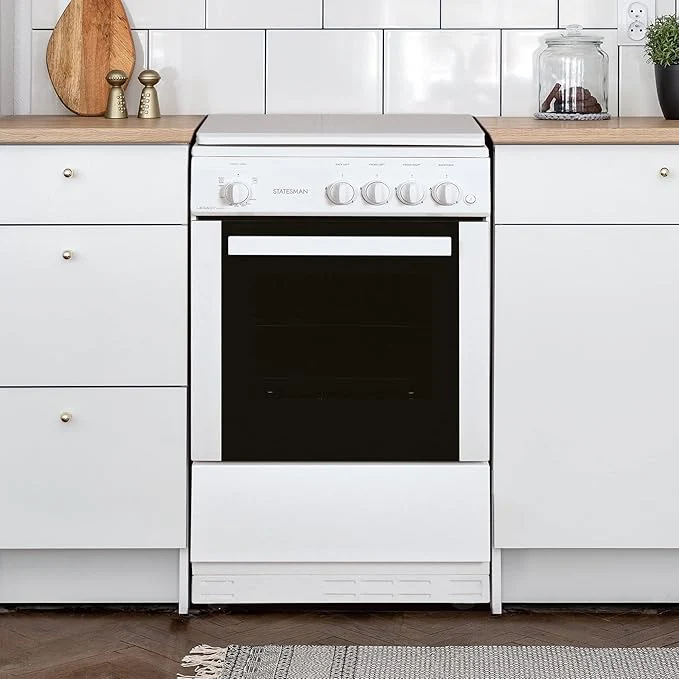 Statesman LEGACY50GSLF -SLIM DEPTH 50CM White Single Oven Gas Cooker with Lid - 4 Gas Burners, 51L Capacity - A Energy Rating - Image 4