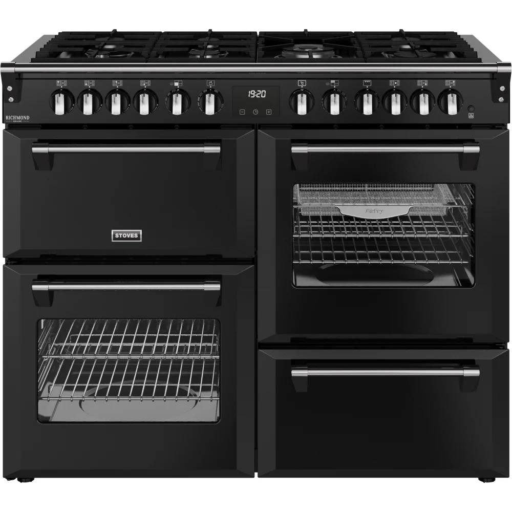 Stoves DX RCA RICH 110DF BLK 444411876 - Black 110cm Dual Fuel Range Cooker - 196L Capacity - A Energy Rating