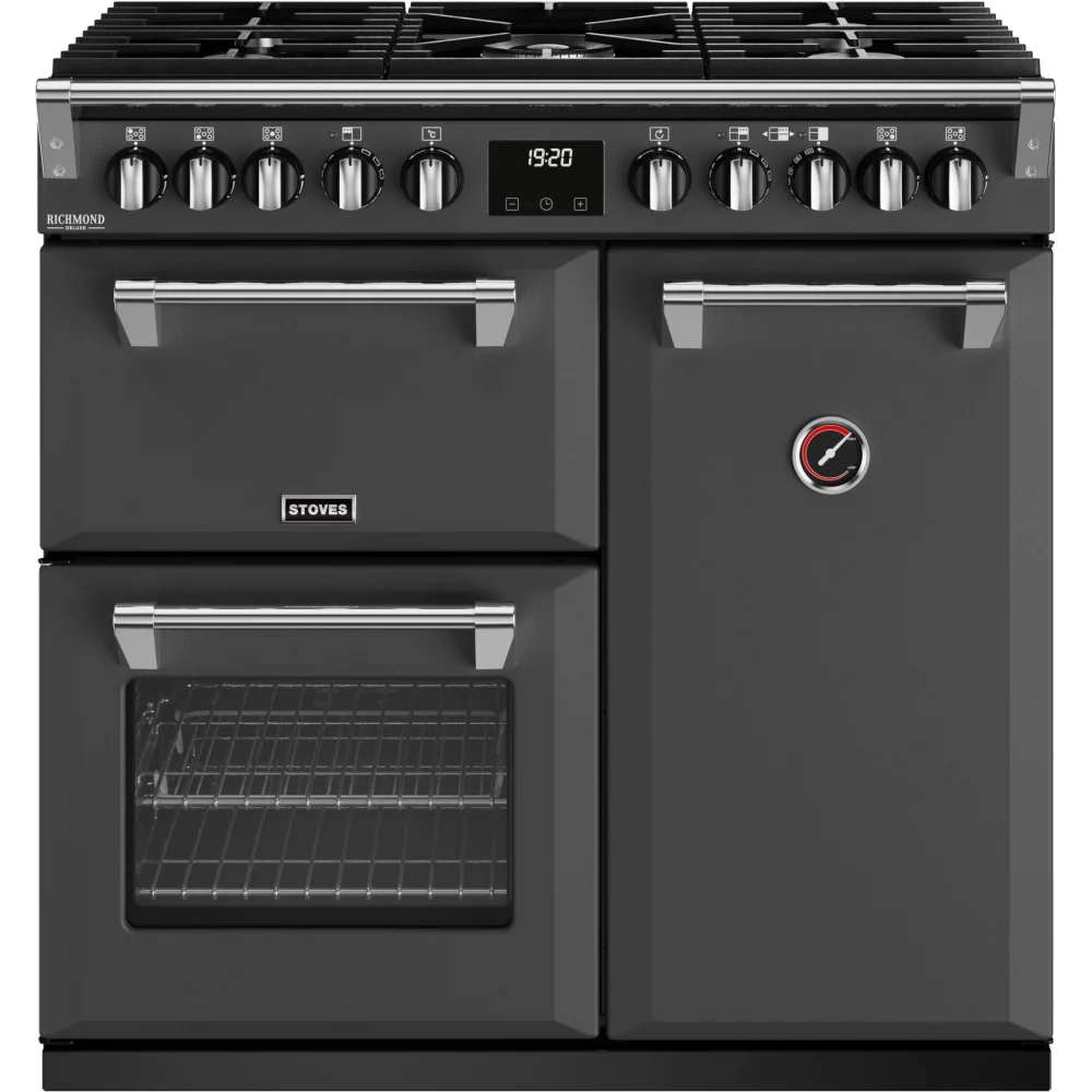 Stoves Richmond Deluxe D900DF 444411510 - Anthracite Grey (Matte Finish) 90cm Dual Fuel Range Cooker - 168L - A Energy Rating