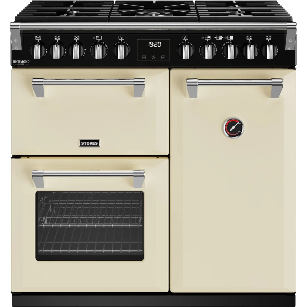 Stoves Richmond Deluxe D900DF 444411433 - Cream 90cm Dual Fuel Range Cooker - 168L Capacity - A Energy Rating
