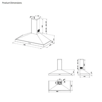 Stoves ST STERLING CHIM 90PYR BLK 444411650 - Black 90cm Chimney Extractor - 610m³/h - A+ energy - Image 5