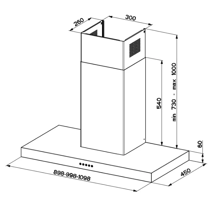 Stoves ST STERLING CHIM 100T BLK 444411646 - Stainless Steel Chimney Cooker Hood - 380-590m3/h - A+ energy - Image 4