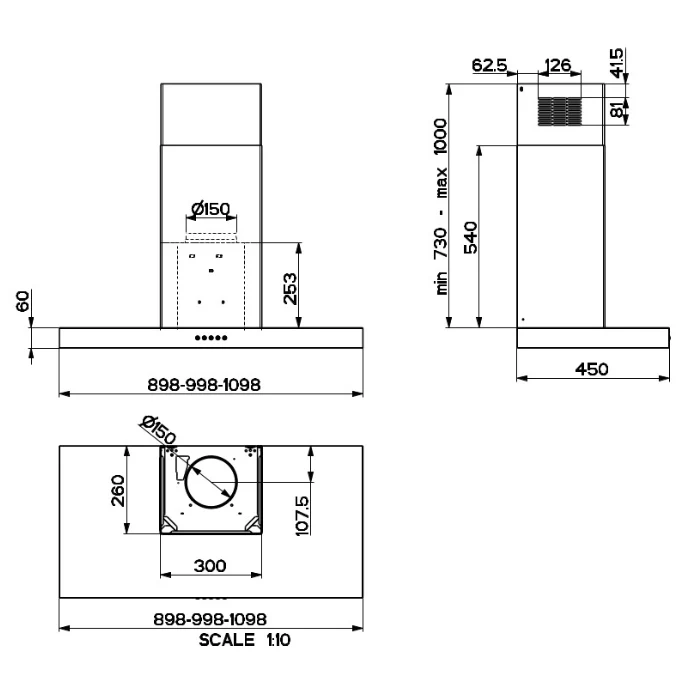 Stoves ST STERLING CHIM 100T BLK 444411646 - Stainless Steel Chimney Cooker Hood - 380-590m3/h - A+ energy - Image 5