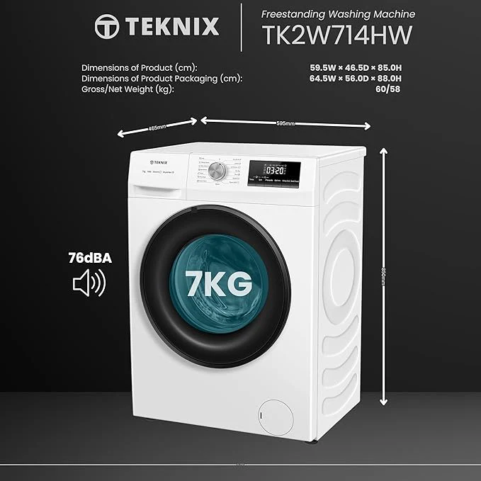 Teknix TK2W714HW - White 7KG Washing Machine - 1400 RPM - A energy - Image 3