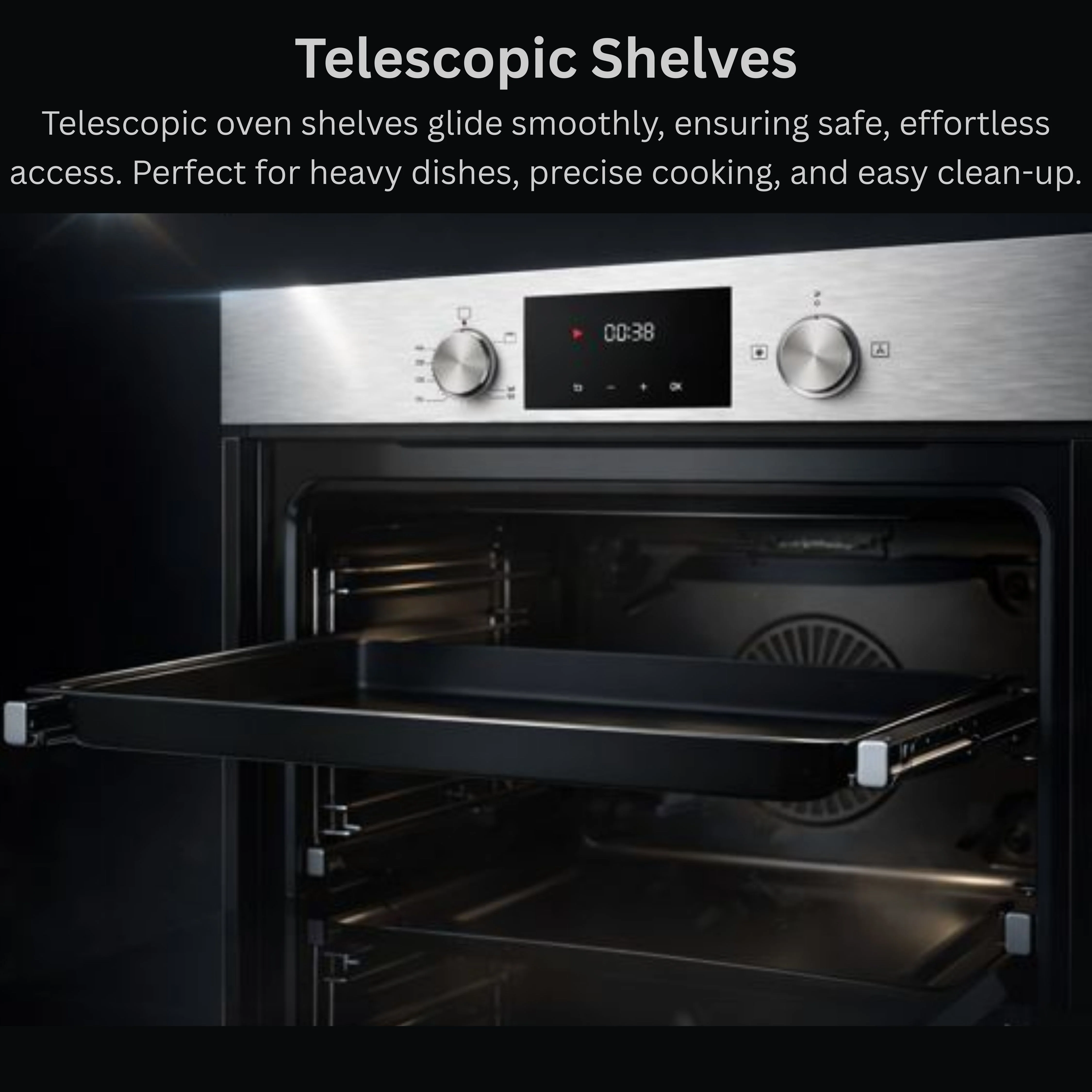 Teknix BITK264GSX - Stainless Steel Single Oven - Gas -LPG convertible - 69L - A Energy - Image 6