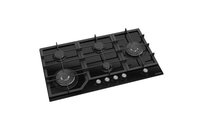 Teknix BITK290GH5B - Black Glass 90cm Gas Hob - 5 Burner - Image 2