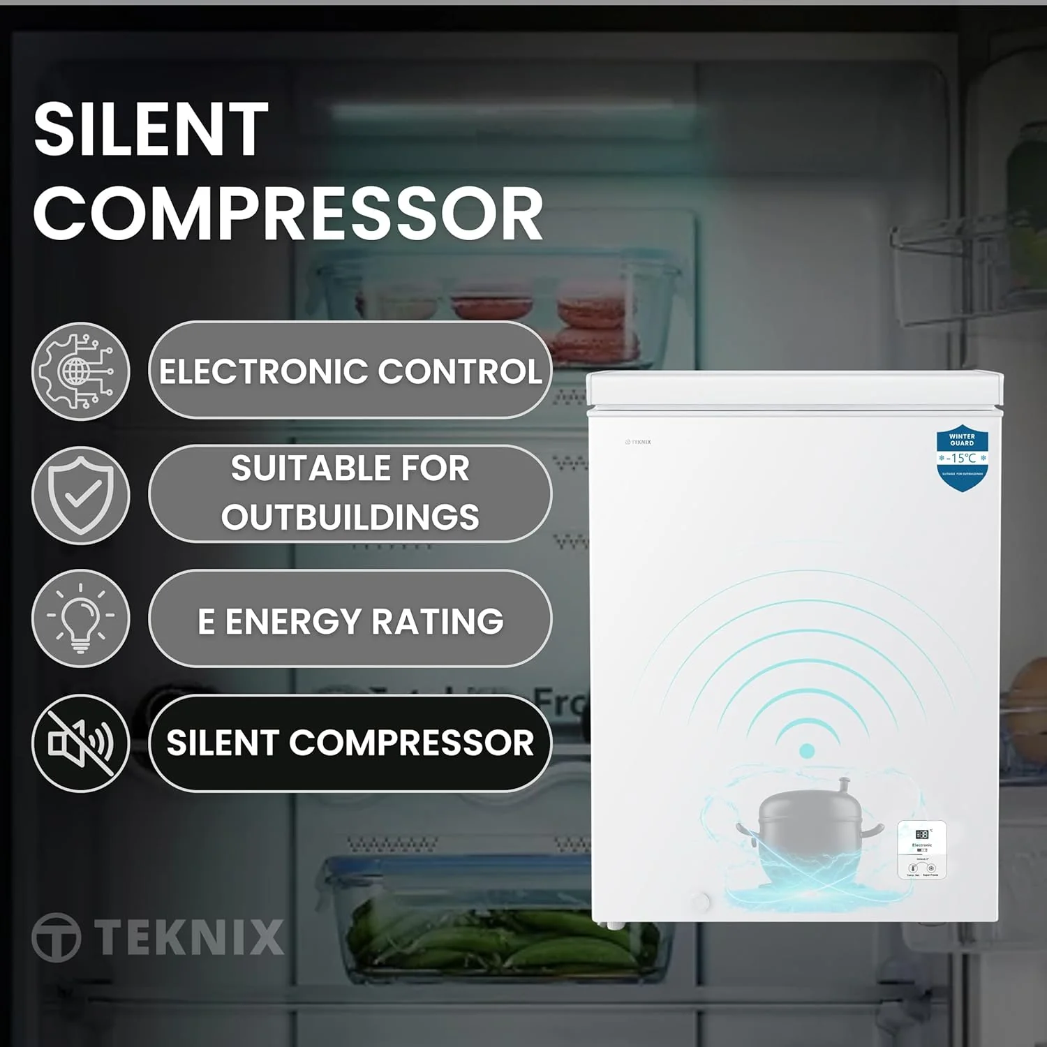 Teknix CH142 - White Freezer - Garage Safe - E energy - Image 10