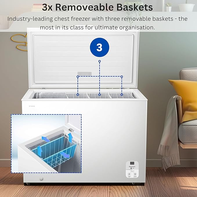 Teknix CH297 - White 300L Chest Freezer - Garage Safe - Digital Temperature Control - E Energy Rating - Image 6