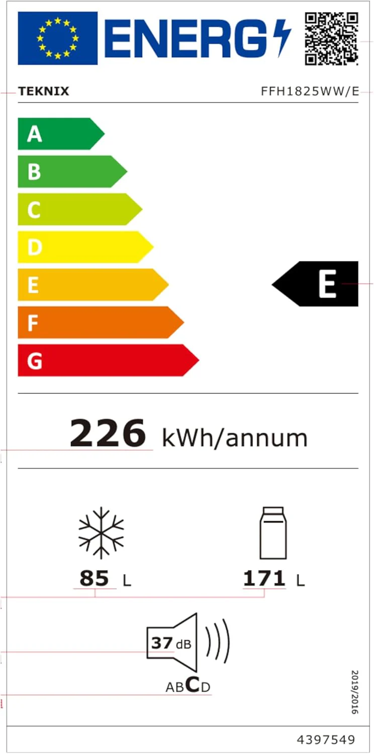 Teknix FFH1825WW/E - White Freestanding 50/50 Frost Free Fridge Freezer - E energy - Image 10
