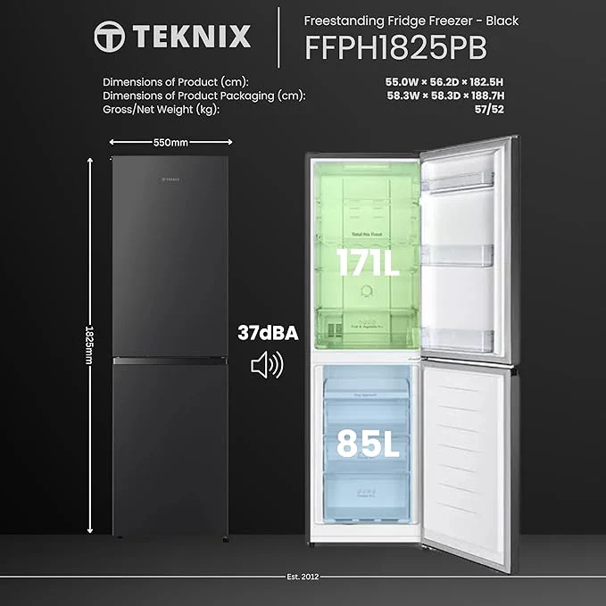 Teknix FFPH1825PB 256L Fridge Freezer - Total No Frost - E energy - Image 3