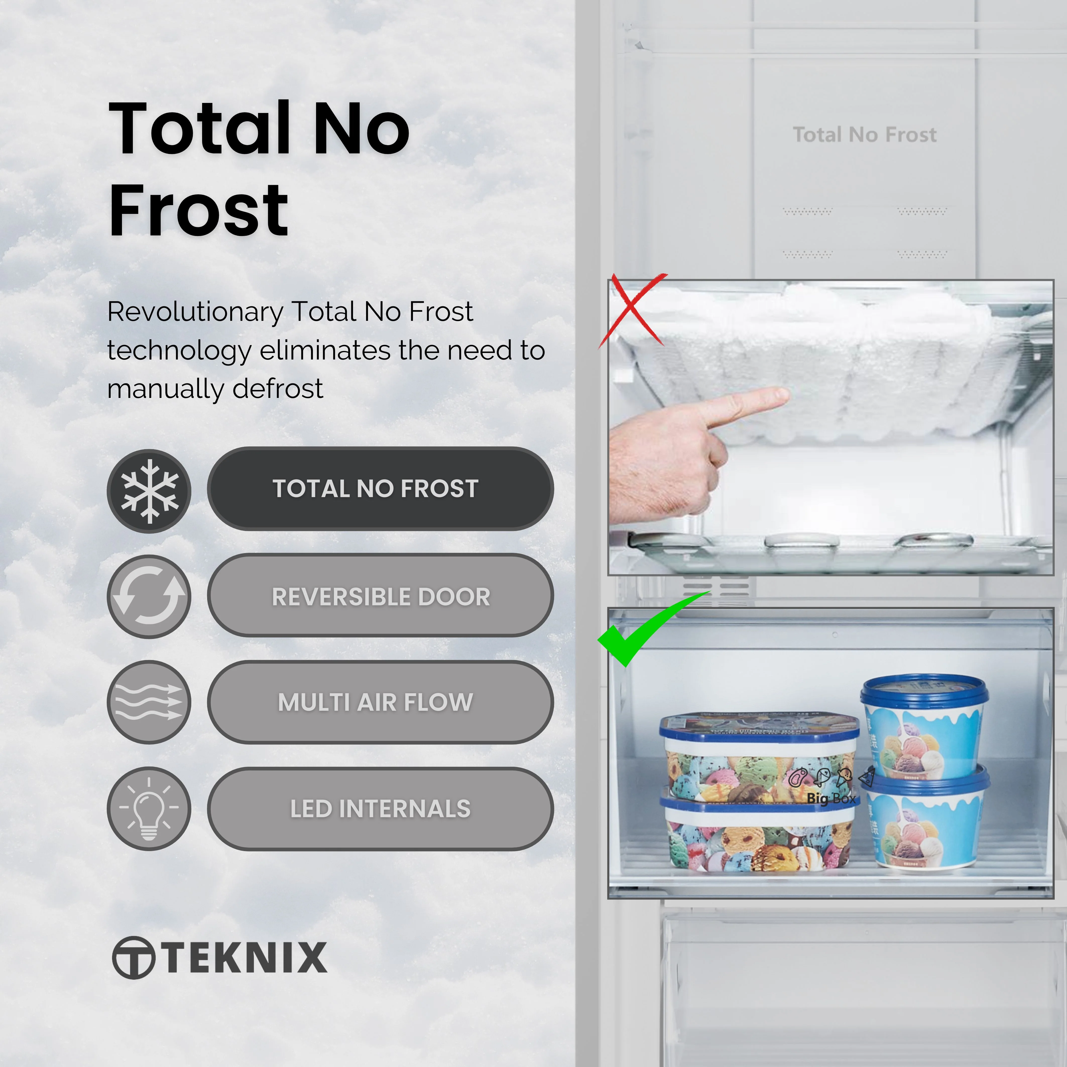 Teknix FFPH1825PW/E - White 50/50 Fridge Freezer - E energy - Image 4