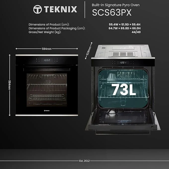 Teknix SCS63PX - Stainless steel Built in Electric Single Oven - Pyrolytic cleaning - A energy - Image 4