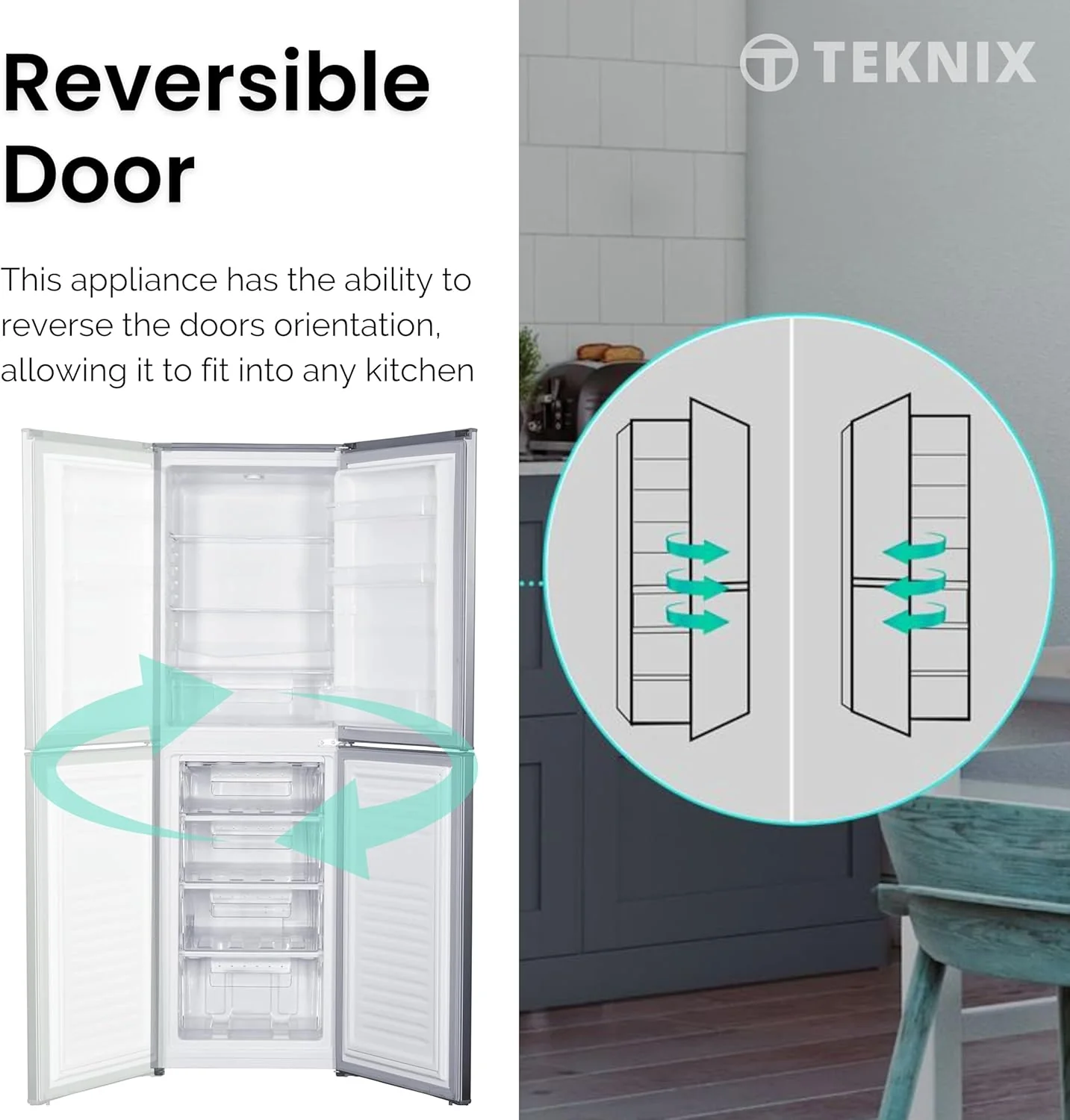 Teknix STF1725X - Inox 50/50 Fridge Freezer - 138L Fridge/110L Freezer - E Rated - Image 6