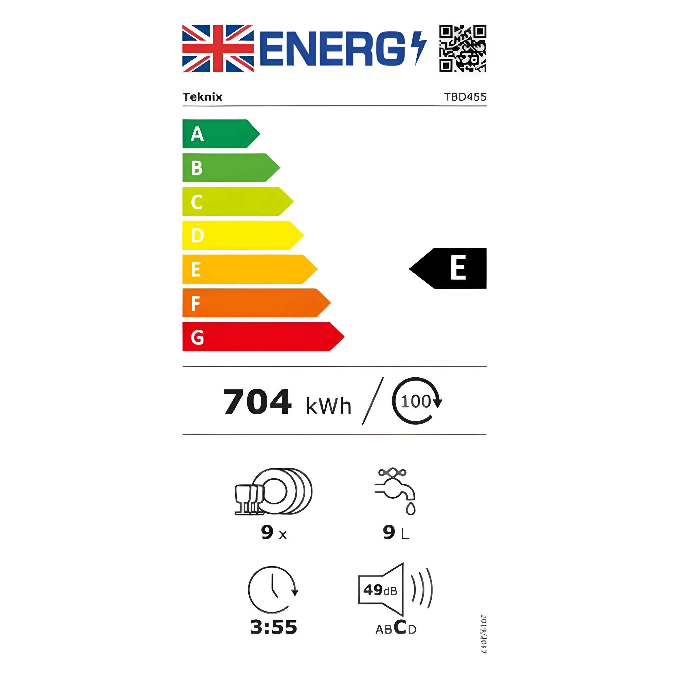 Teknix TBD455 - Integrated Dishwasher - A+ energy - Image 9