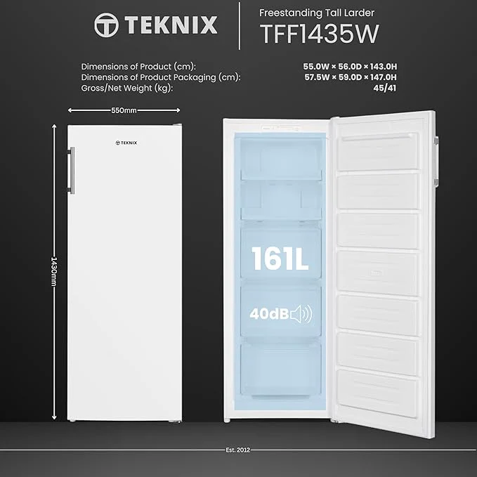 Teknix TFF1435W - White Freestanding Frost Free Freezer - E energy - Image 6