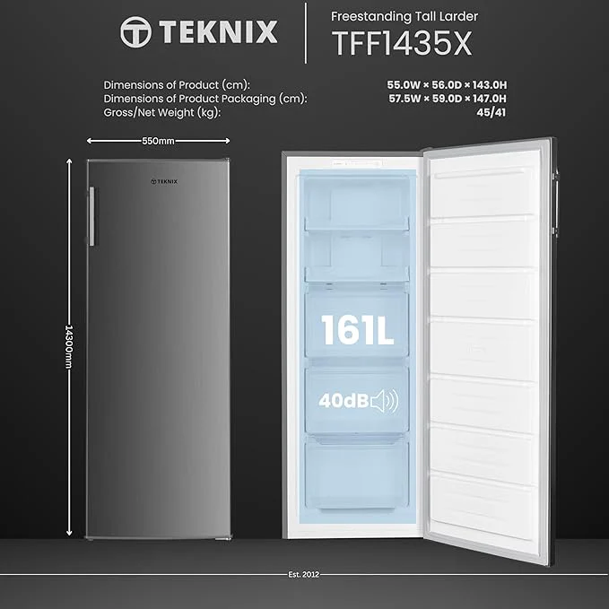 Teknix TFF1435X - Silver Freestanding Frost Free Freezer - Garage Safe - E energy - Image 4