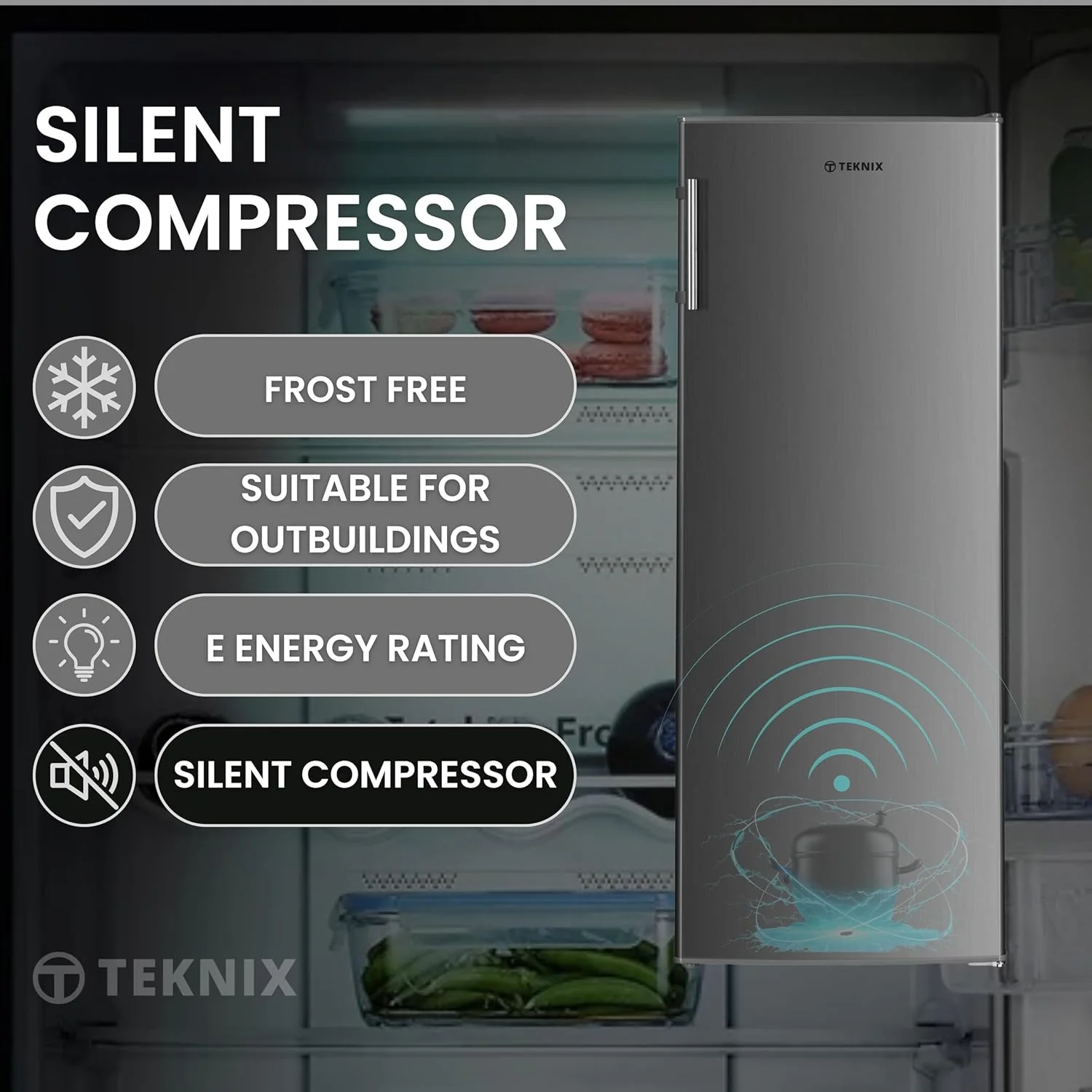 Teknix TFF1435X - Silver Freestanding Frost Free Freezer - Garage Safe - E energy - Image 8