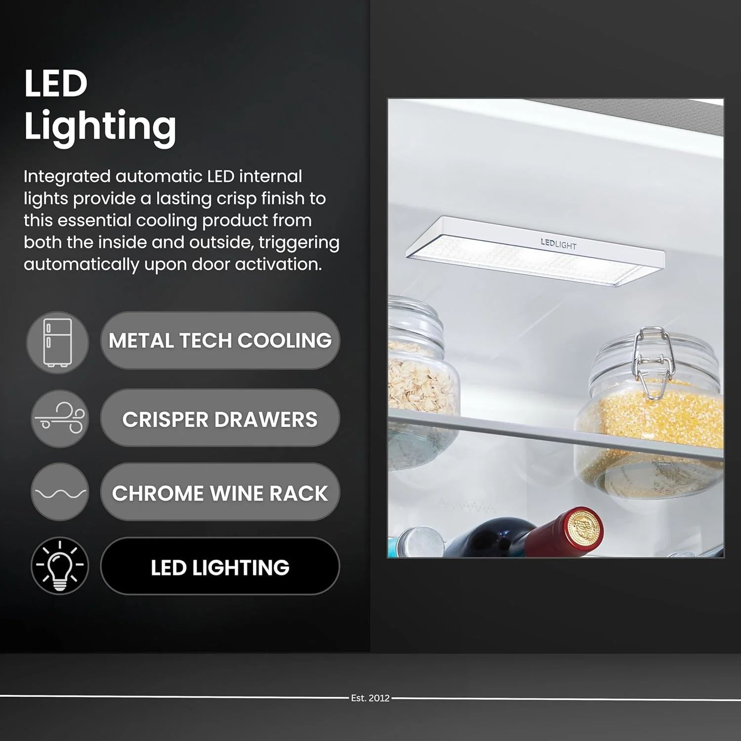 Teknix TH60TLX - Tall Stainless Steel Larder Frost Free Fridge - E energy - Image 6