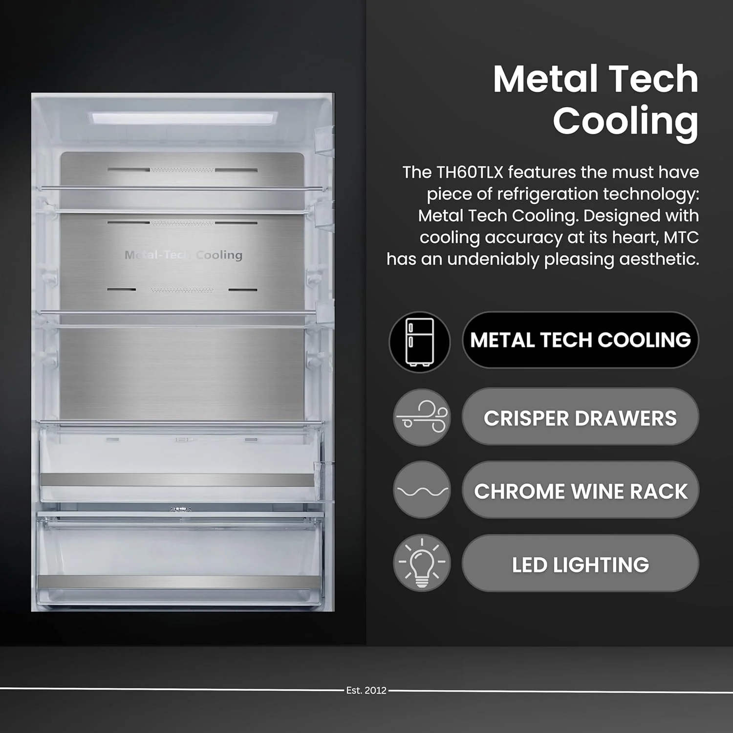 Teknix TH60TLX - Tall Stainless Steel Larder Frost Free Fridge - E energy - Image 8