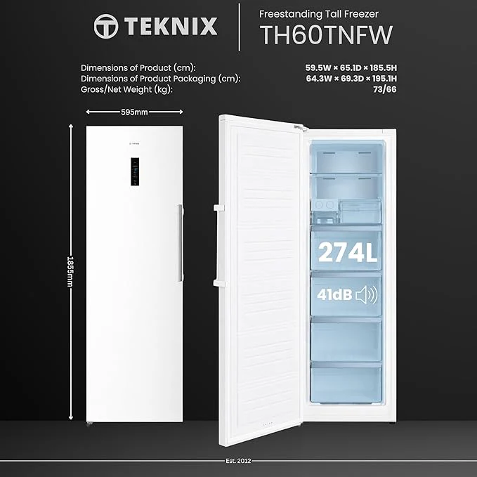 Teknix TH60TNFW - White Freestanding Frost Free Freezer - Garage Safe - E energy - Image 4