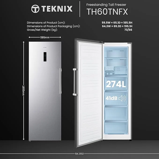 Teknix TH60TNFX - Silver Freestanding Frost Free Freezer - Garage Safe - E energy - Image 5