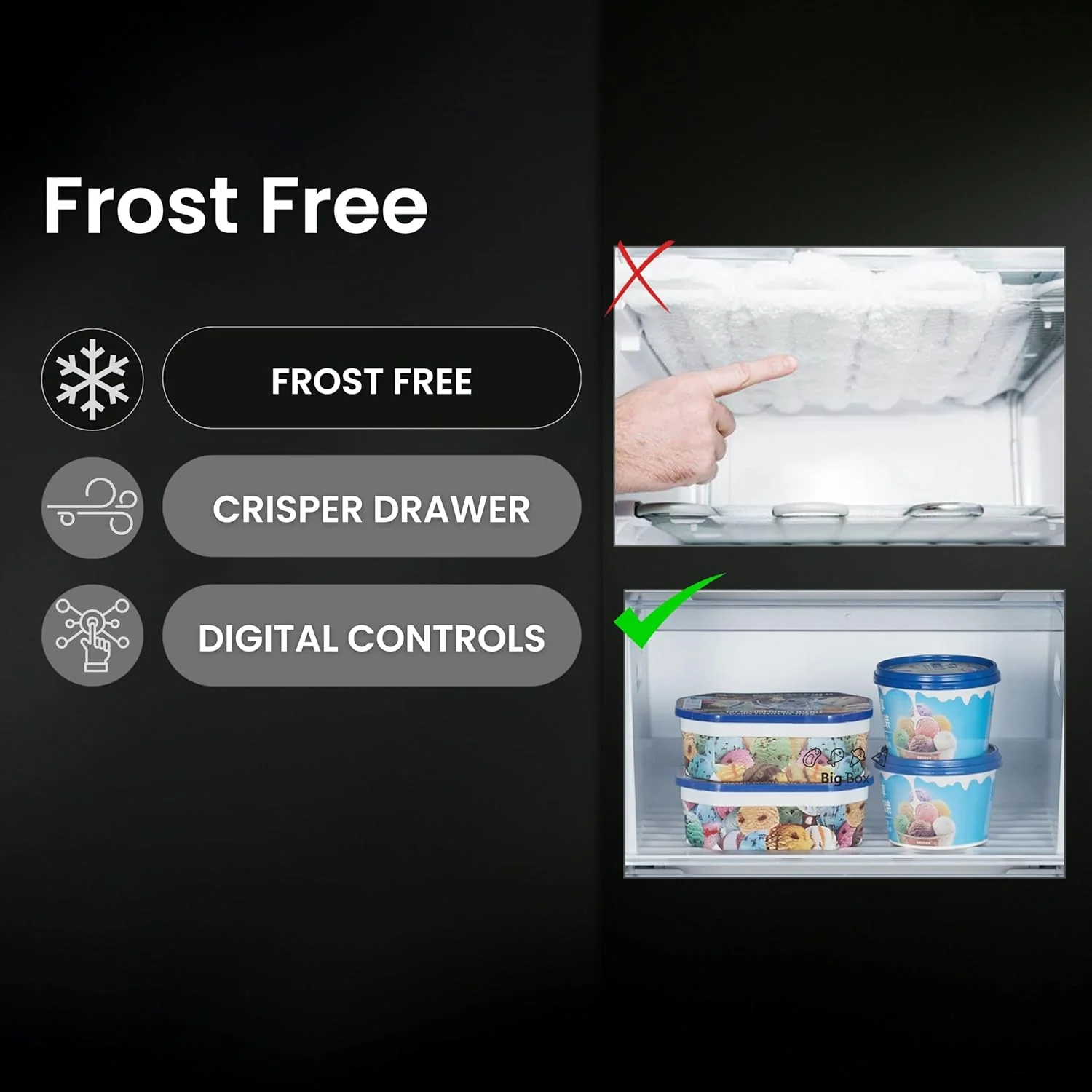 Teknix THFD17870X - Silver Freestanding American Frost Free Fridge Freezer - E energy - Image 5