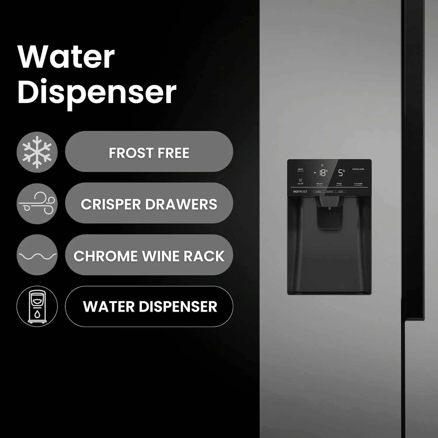 Teknix THSBS1791INX - Silver American Frost Free Fridge Freezer - E energy - Image 7
