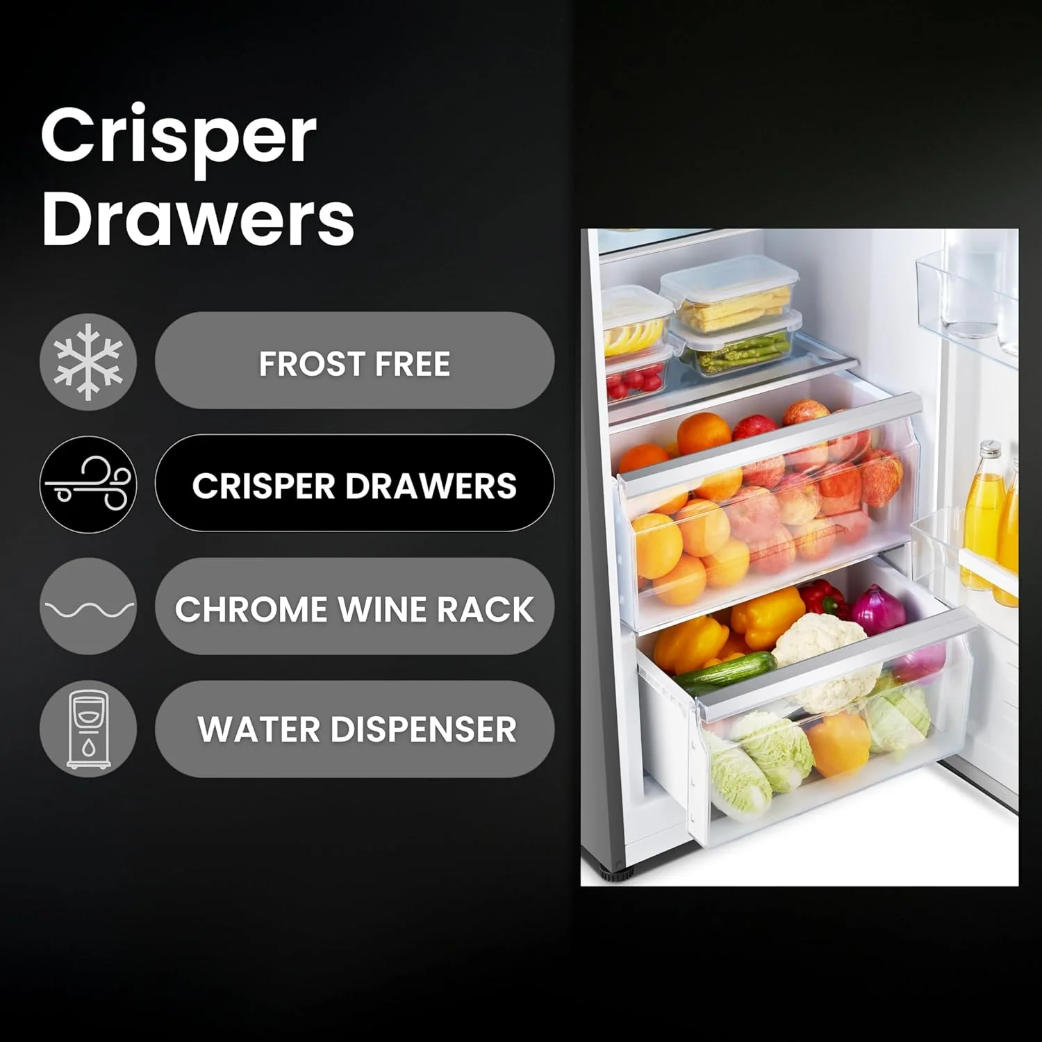 Teknix THSBS1791INX - Silver American Frost Free Fridge Freezer - E energy - Image 9