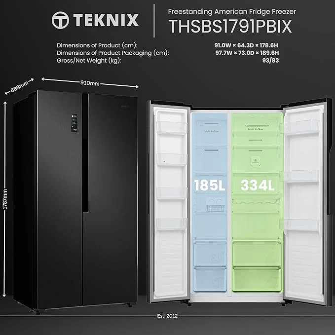 Teknix THSBS1791PBIX - Black American Frost Free Fridge Freezer - E energy - Image 8