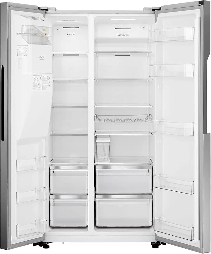 Teknix THSBS1791PLUX Stainless Steel 2 Door Side by Side Fridge Freezer - E rated Plumbed ice+water - Image 7