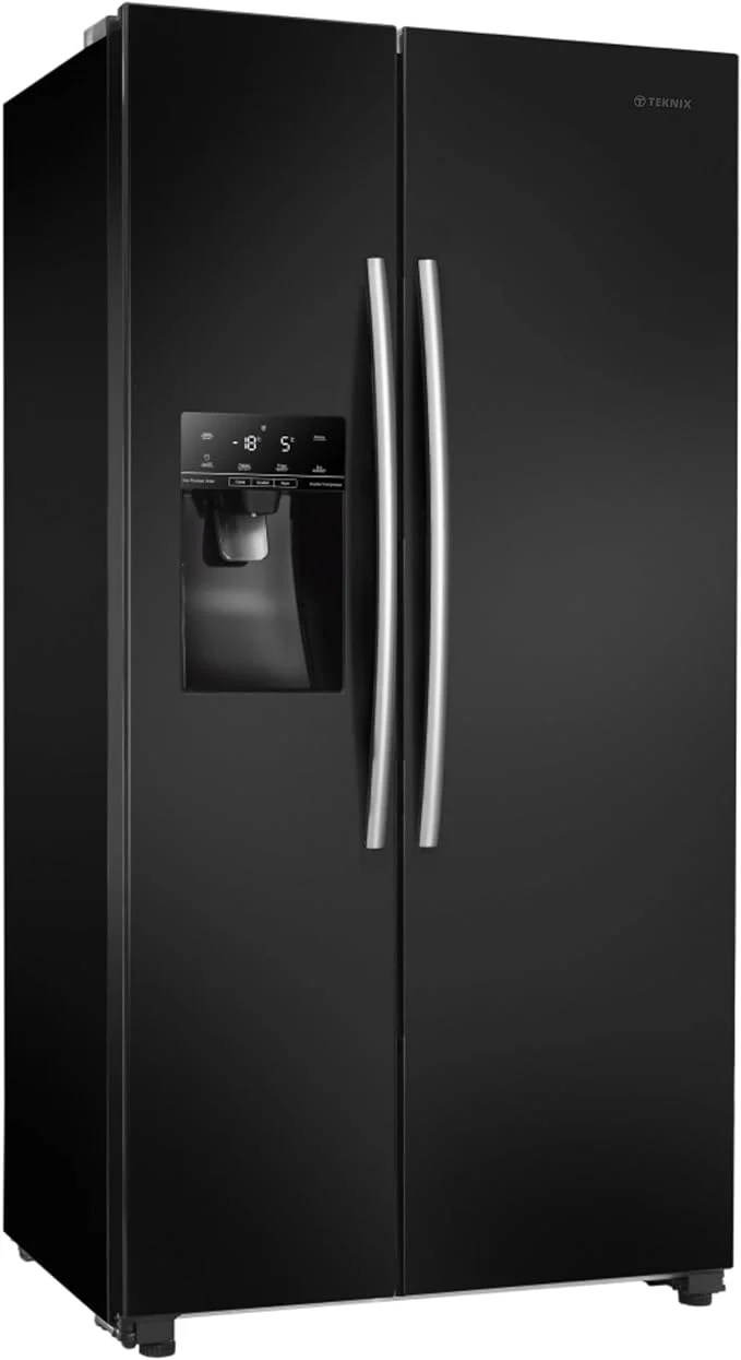 Teknix THSBS1791PLUBIX Black Steel 2 Door Side by Side Fridge Freezer - E rated Plumbed ice+water - Image 3