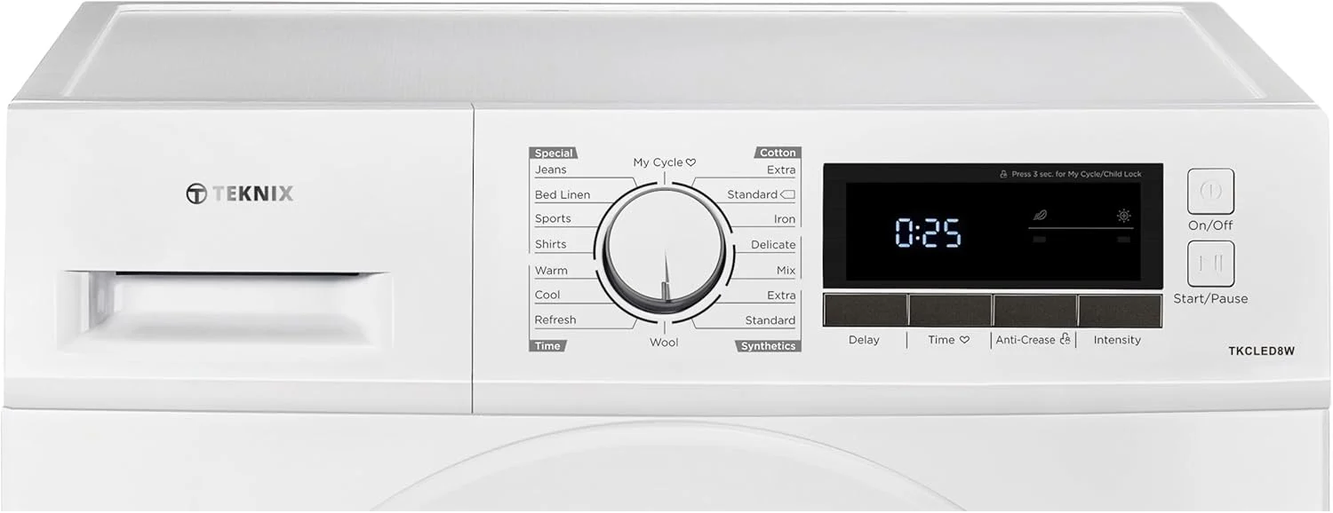 Teknix TK2CLED8W - White 8KG Condenser Tumble Dryer - Freestanding - B Energy Rating - Image 3