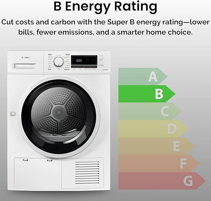 Teknix TK2CLED8W - White 8KG Condenser Tumble Dryer - Freestanding - B Energy Rating - Image 4