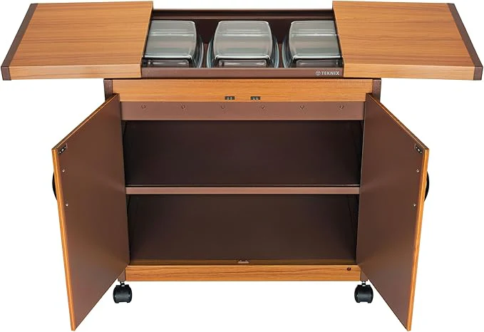 Teknix TK2HOSTT - Teak Food Trolley Warming Drawer - Image 3