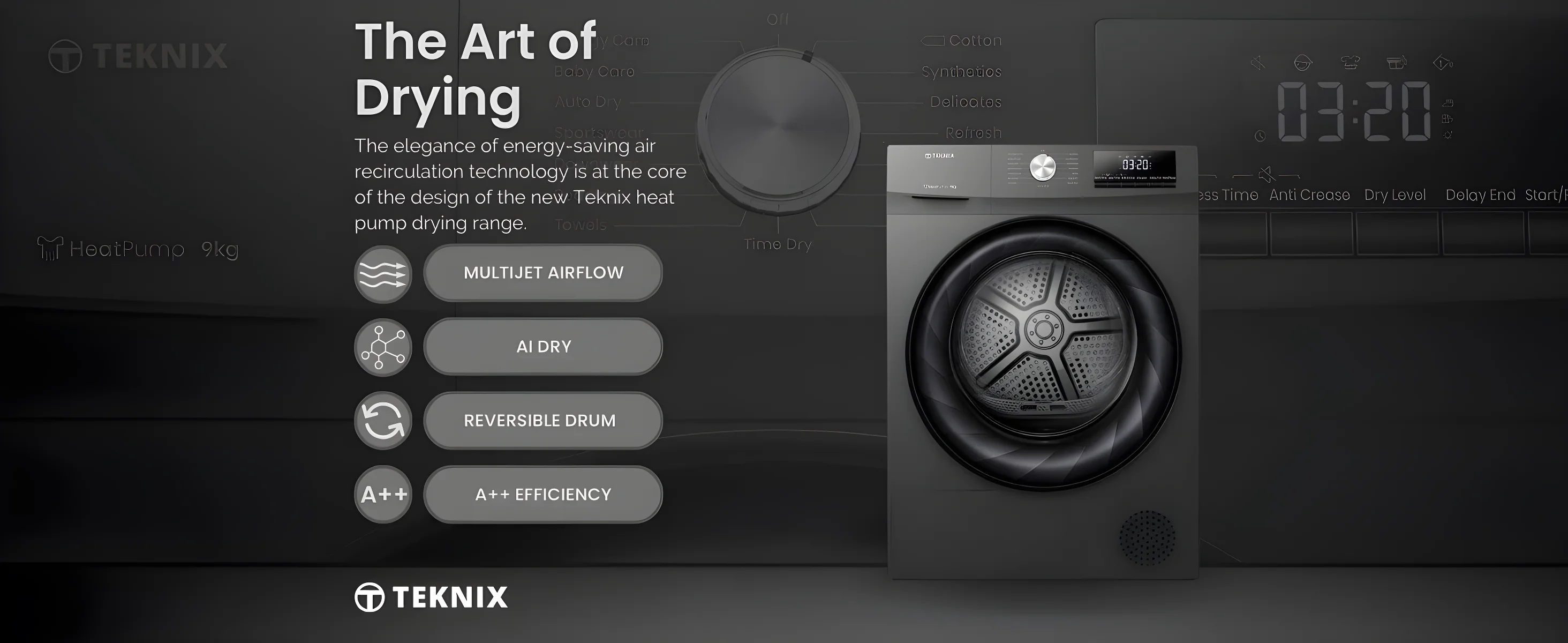 Teknix TK2HP9HS - Titanium 9KG Heat Pump Tumble Dryer - E Energy - Image 5
