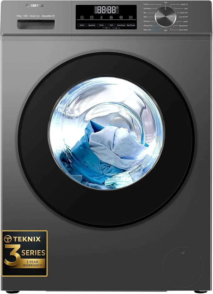 Teknix TK3W1014XS - Graphite 10KG Washing Machine - 1400 RPM - A energy